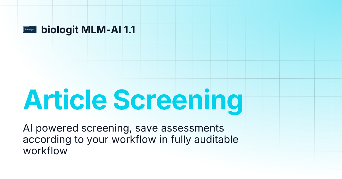 Article Screening | biologit MLM-AI 1.1